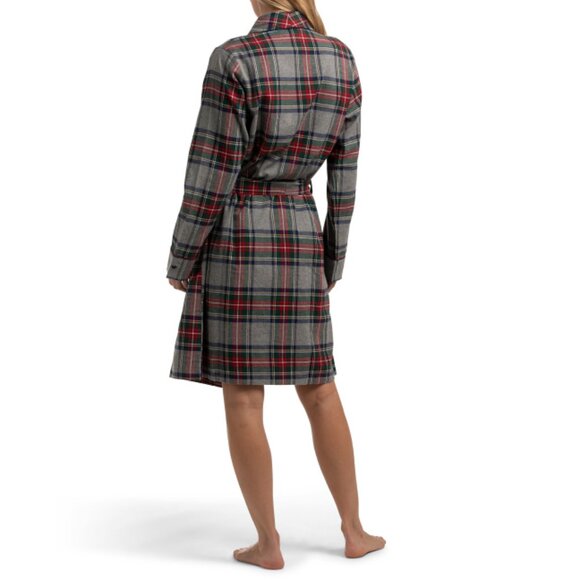 PETITE PLUME Grey Cotton Twill Westminster Tartan Robe - Picture 2 of 2